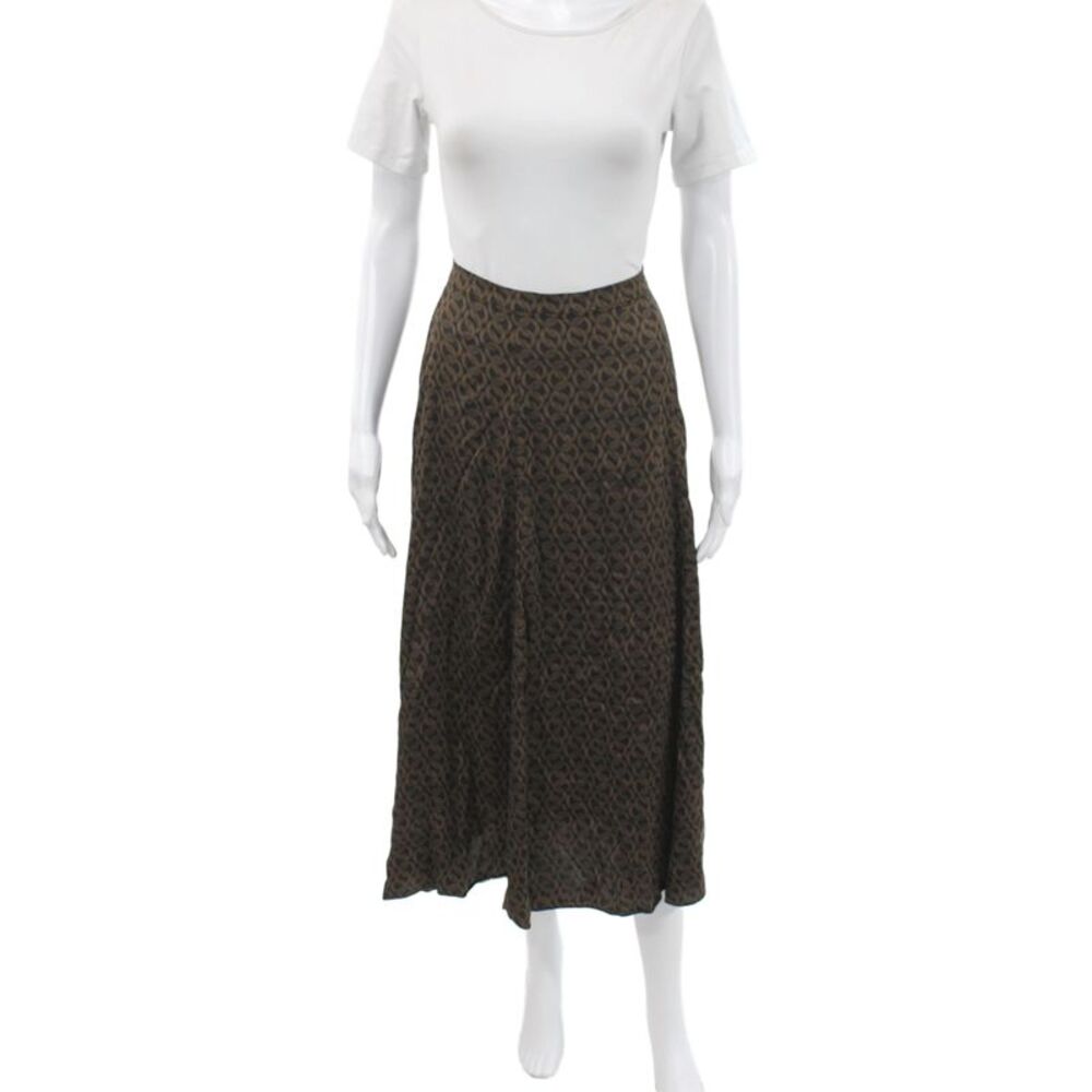 & Other Stories Womens Brown A-Line Skirt Rayon Geometric Chain Zip Size 6